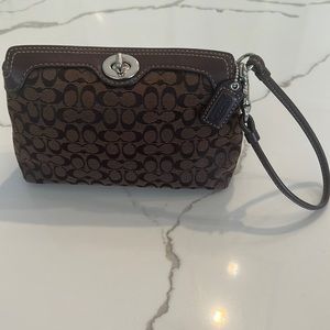 Chocolate Brown “Double C” AUTHENTIC Coach Wristlet